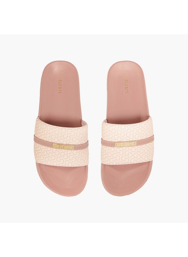Celeste Women's Monogram Print Slip-On Slides - Image 2