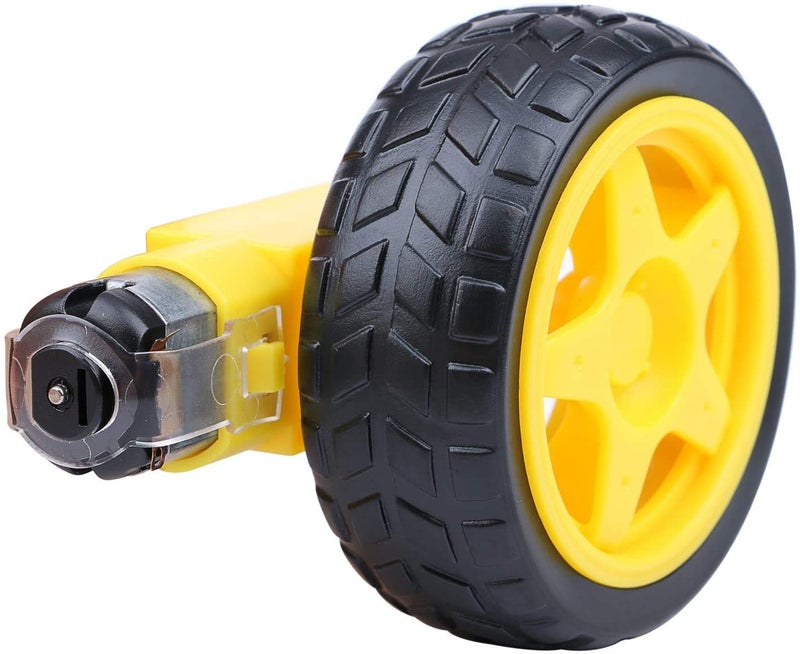 Gebildet محرك مزود بتروس DC3V-12V 4 قطع لسيارة لعبة دفع رباعي/جسم روبوت/ألعاب طائرات + 4 قطع عجلات بلاستيكية - Image 2