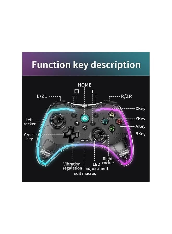بروماس وحدة تحكم سويتش، وحدة تحكم سويتش برو لاسلكية متوافقة مع نينتندو سويتش/سويتش لايت/سويتش OLED، وحدة تحكم برو سويتش تدعم توربو، وظيفة الاستيقاظ وLED قابل للتعديل - Image 3