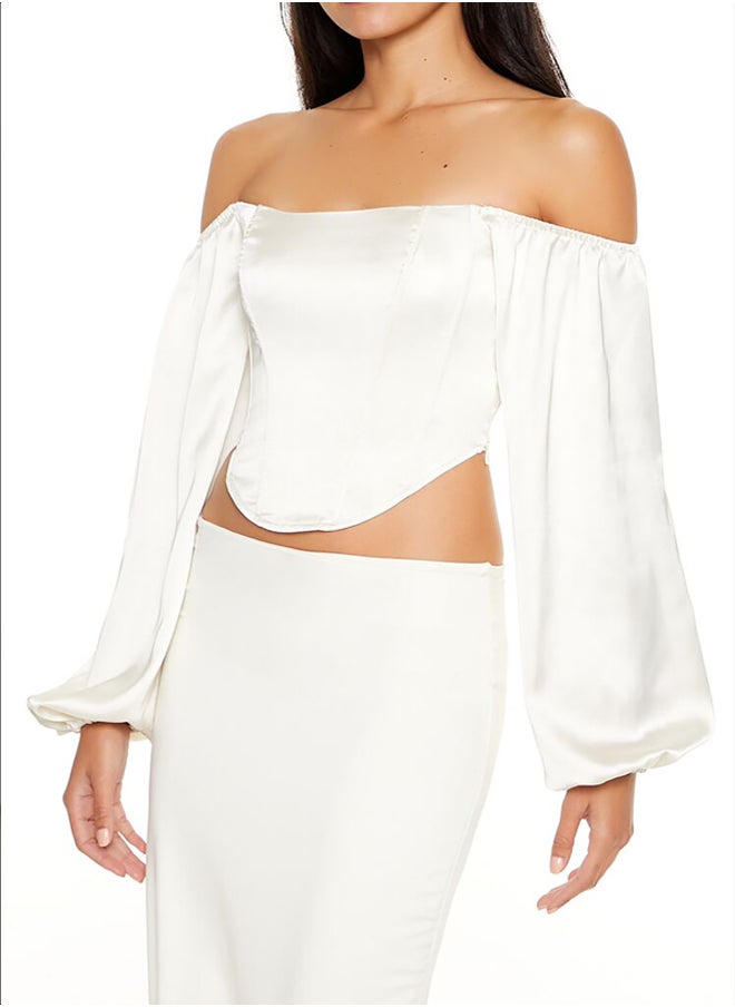 FOREVER 21 - Off-the-Shoulder Bustier Crop Top - Image 1