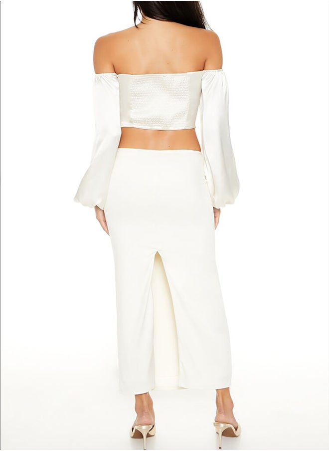 FOREVER 21 - Off-the-Shoulder Bustier Crop Top - Image 1