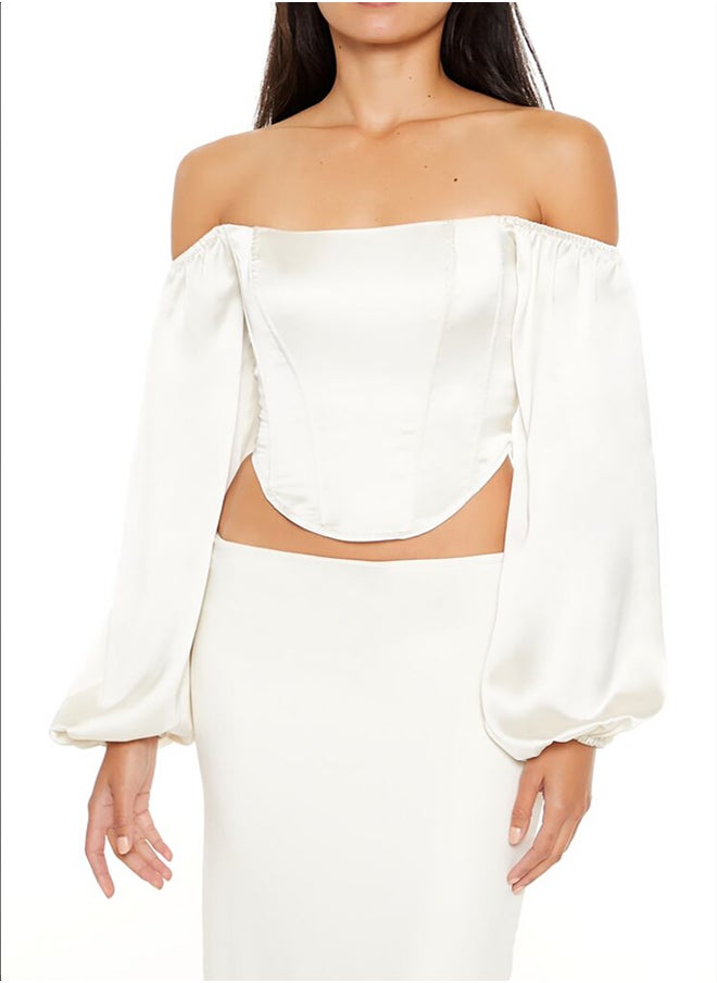 FOREVER 21 - Off-the-Shoulder Bustier Crop Top - Image 1