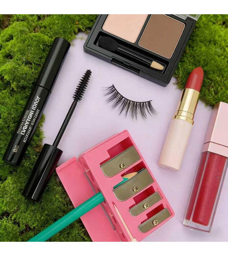 2pcs Pink Multifunctional 4 Hole And Small Pencil Sharpener Adjustable Tightness Eyeliner Eyebrow Pencil Makeup Pen Set With Holder For Portable Beauty - Image 4