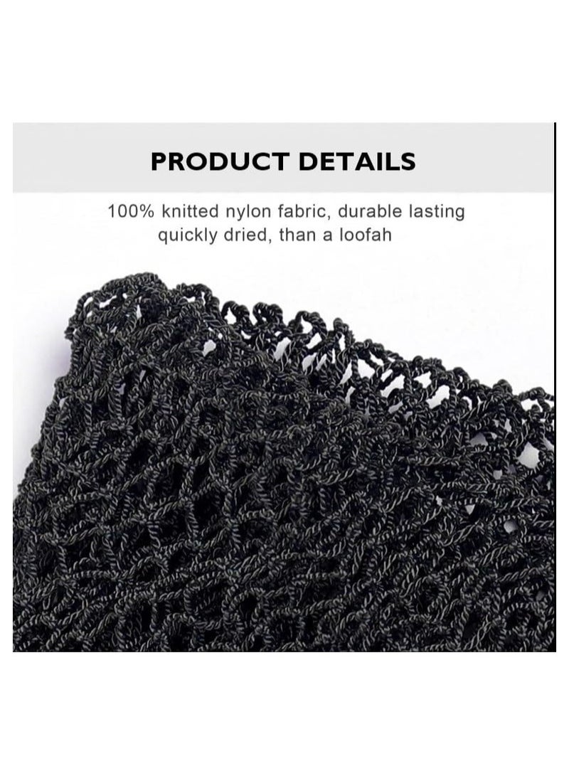 CMGTYYD Authentic Real African Net Sponge Long, 100% Knitted, Stretch Length up to 170 cm, for Bathing, Exfoliating, Back Scrub for Smoother Skin (Black with Hanger)  - Image 2