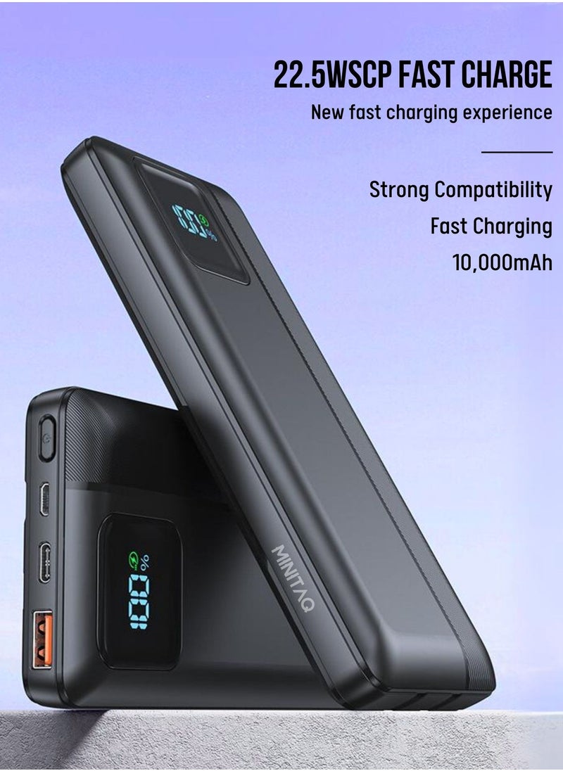 MINITAQ - Power Bank Portable Charger 10000mAh 22.5W Fast Charging Mini Powerbank with Built in IOS and USB Cables, Mobile Phones Battery Pack for iPhone Android iPad Samsung Google Pixel LG - Image 1
