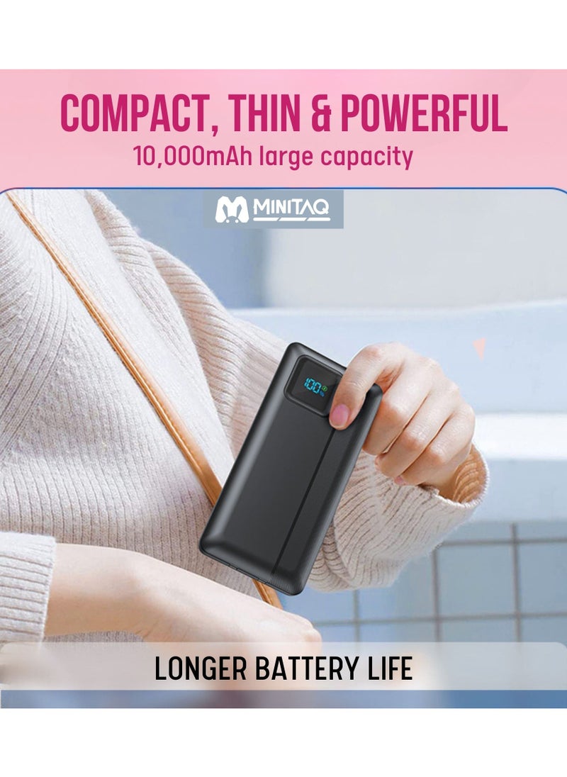 MINITAQ - Power Bank Portable Charger 10000mAh 22.5W Fast Charging Mini Powerbank with Built in IOS and USB Cables, Mobile Phones Battery Pack for iPhone Android iPad Samsung Google Pixel LG - Image 1