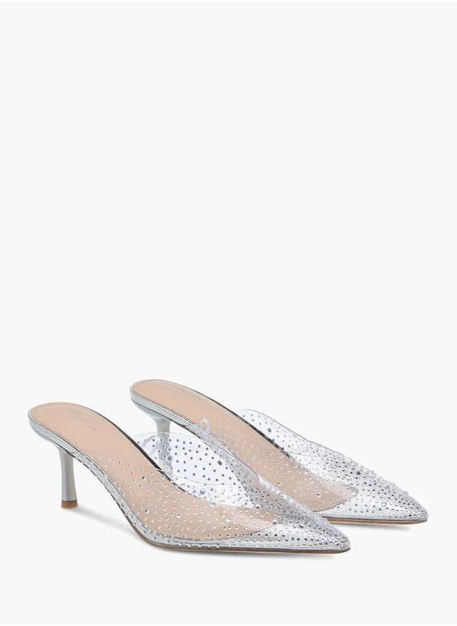 فلورا بيلا من شو إكسبرس Women Embellished Slip-On Mules with Stiletto Heels Ramadan Collection