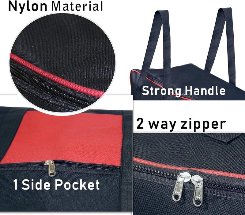 ACORMEK Underbed Storage Bag Moisture Proof Cloth Organiser Nylon Big Underbed Storage Bag with Zippered Closure and Handle(Black Red, 54x46x28cm) (Pack of 2) - Image 3