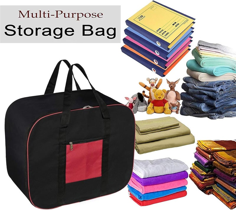 ACORMEK Underbed Storage Bag Moisture Proof Cloth Organiser Nylon Big Underbed Storage Bag with Zippered Closure and Handle(Black Red, 54x46x28cm) (Pack of 2) - Image 5