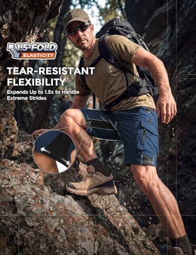 XKTTAC Men's Outdoor Quick Dry Lightweight Stretch Cargo Shorts for Hiking, Tactical, Casual, Fishing, Golf, Camping, Travel with 6 Pockets (Indigo, Large) - Image 5