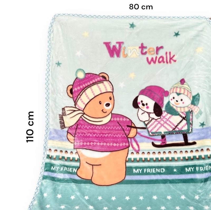 PWI Newborn Cloudy Baby's All Season Ultra Soft Double Layer Blanket/Wrapper for Baby (90x110cm)(0-3years)-Multi - Image 4