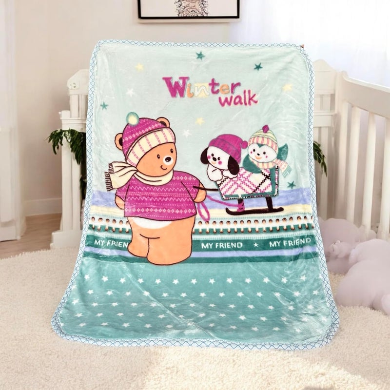 PWI Newborn Cloudy Baby's All Season Ultra Soft Double Layer Blanket/Wrapper for Baby (90x110cm)(0-3years)-Multi - Image 2
