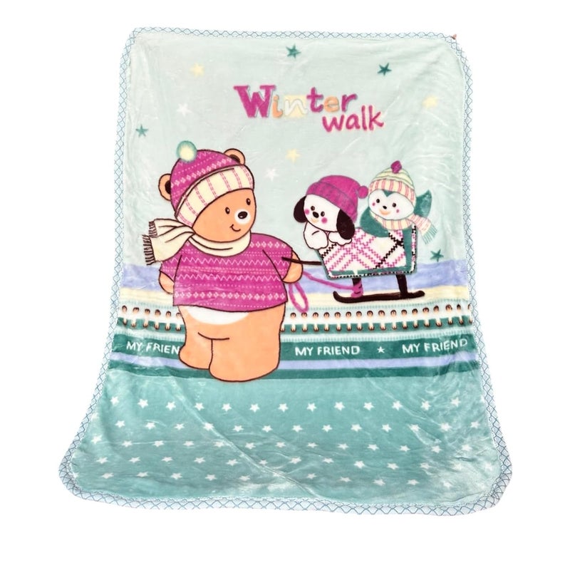 PWI Newborn Cloudy Baby's All Season Ultra Soft Double Layer Blanket/Wrapper for Baby (90x110cm)(0-3years)-Multi - Image 3