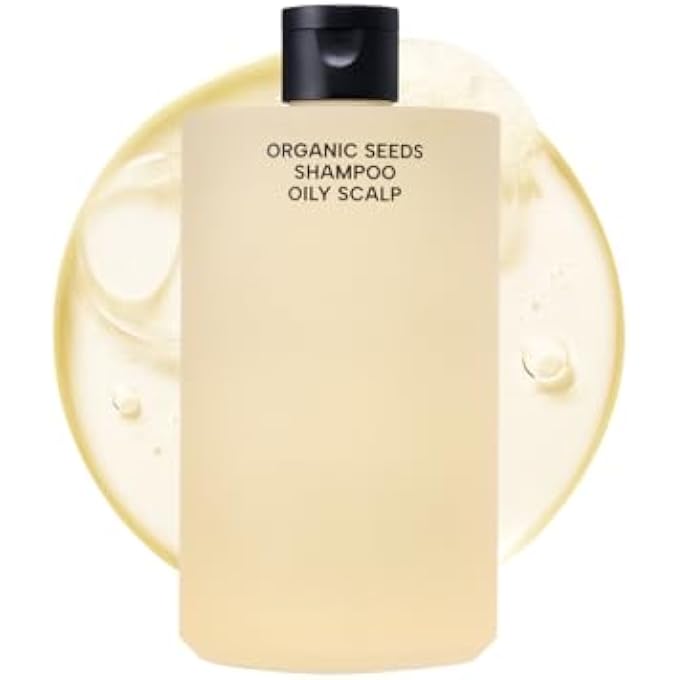 Whamisa Organic Seeds Shampoo for Oily Scalp, Fermented Ingredient Formula for Refreshing Cleanse, Balanced Oil Control, Scalp Conditioning, Flake Care, Korean Skin Care (490ml)