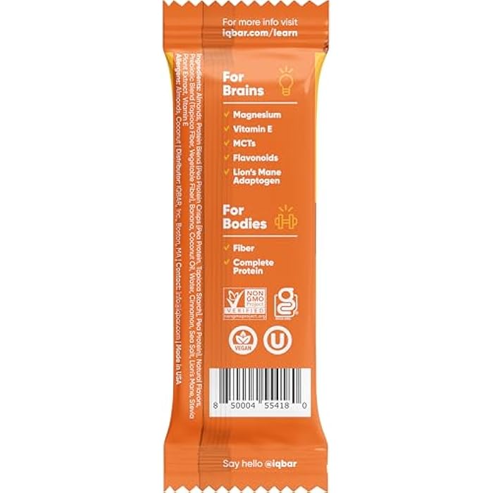 IQBAR Brain and Body Keto Protein Bar - Banana Nut Keto - Energy Bar - Low Carb Protein - High Fiber Vegan and Low Sugar Meal Replacement - Vegan Snack - Image 3