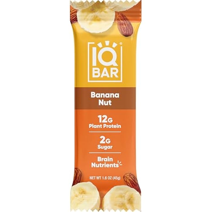IQBAR Brain and Body Keto Protein Bar - Banana Nut Keto - Energy Bar - Low Carb Protein - High Fiber Vegan and Low Sugar Meal Replacement - Vegan Snack - Image 1