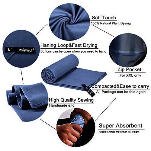 Rainleaf Microfiber Towel Perfect Travel & Gym & Camping Towel. Quick Dry - Super Absorbent - Ultra Compact - Lightweight. Suitable for Trip, Beach, Shower, Backpacking, Pool - Image 3