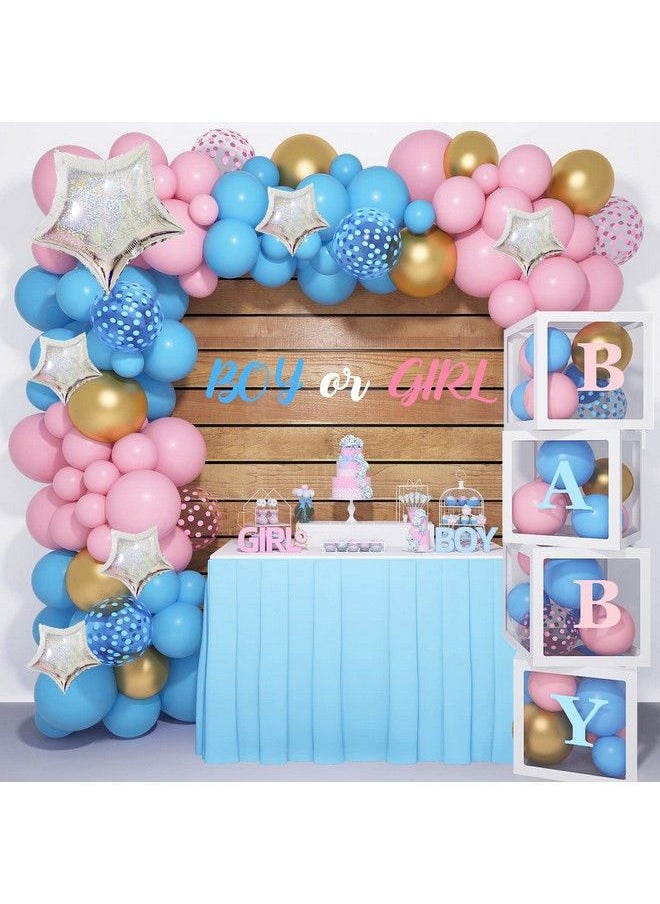 Amandir 136Pcs Baby Boxes Gender Reveal Balloon Decorations Pink And Blue Balloon Garland Kit 4Pcs Baby Boxes With Letters (Az+Baby) For Baby Shower Birthday Boy Or Girl Gender Reveal Party Supplies  - Image 2
