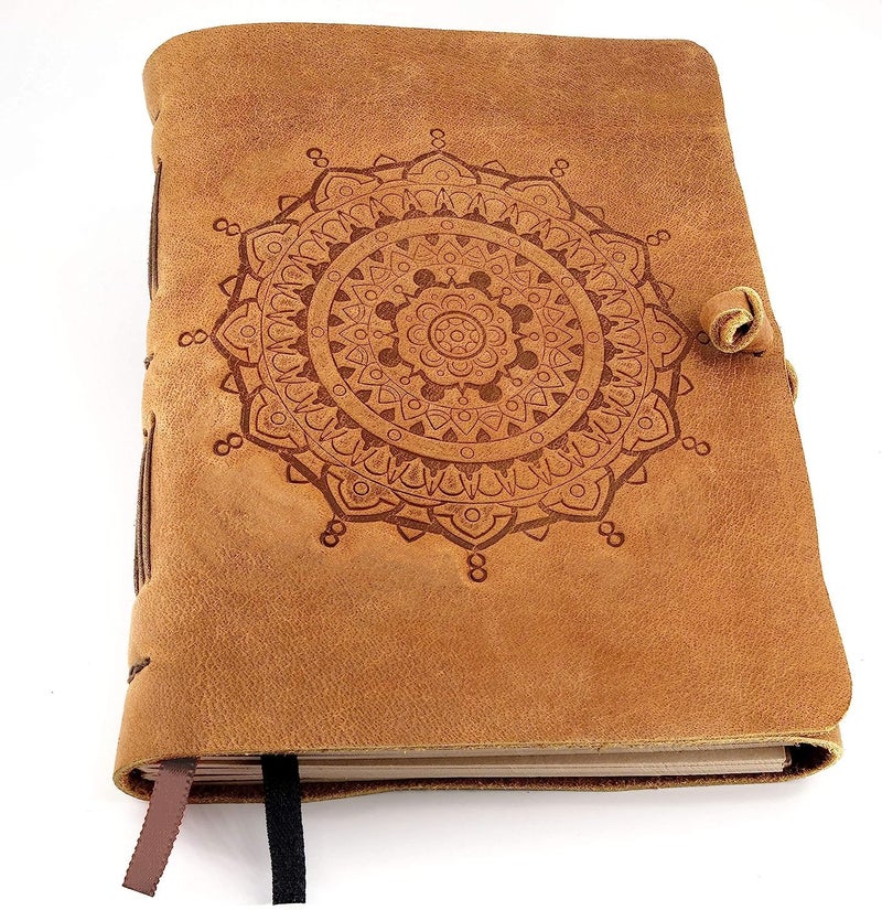 ThoughtSpace Journals Mandala Leather Notebook Journal for Writing - 5x7in Daily Planner Notebook - Writing Journal for Women & Men - Full-grain Vintage Leather - 5x7 inch Lined Paper - Image 1