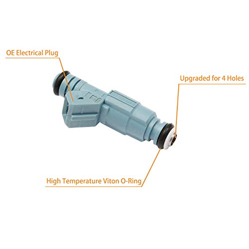 Gledewen Fuel Injector 24LB 4 Holes 8Pcs | Replacement for 5.2 5.9 Dodge Dakota Durango Ram Chevy Camaro Ford F250 F350 Excursion Mustang Pontiac GTO & more | Replace# 0280155715, 0280150947, 0280150965 - Image 4