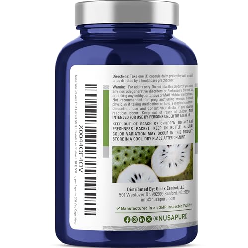 NusaPure Graviola 20:1 & 10:1 Extract - Suitable for Vegetarian/Vegan, Non- GMO - 7500 mg - 200 Capsules - Image 3