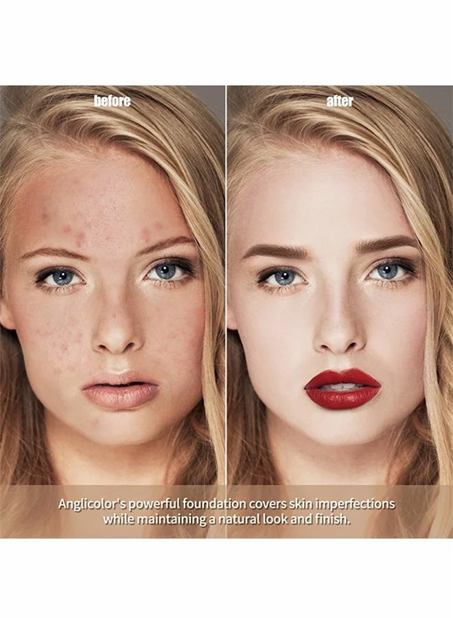 Anglicolor Full coverage foundation Matte Liquid Foundation  Oil-controlling Lightweight Feel Anti- pollution Matte Liquid Foundation- Concealer Foundation Flawless Soft Long Lasting Foundation Makeup Waterproof Full Coverage Face Makeup Strong Concealer Foundation For Oily Acne Skin #101 - Image 4