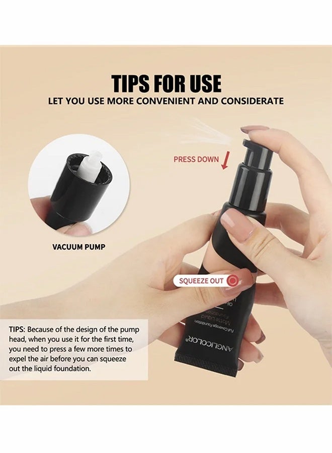 Anglicolor Full coverage foundation Matte Liquid Foundation  Oil-controlling Lightweight Feel Anti- pollution Matte Liquid Foundation- Concealer Foundation Flawless Soft Long Lasting Foundation Makeup Waterproof Full Coverage Face Makeup Strong Concealer Foundation For Oily Acne Skin #101 - Image 5