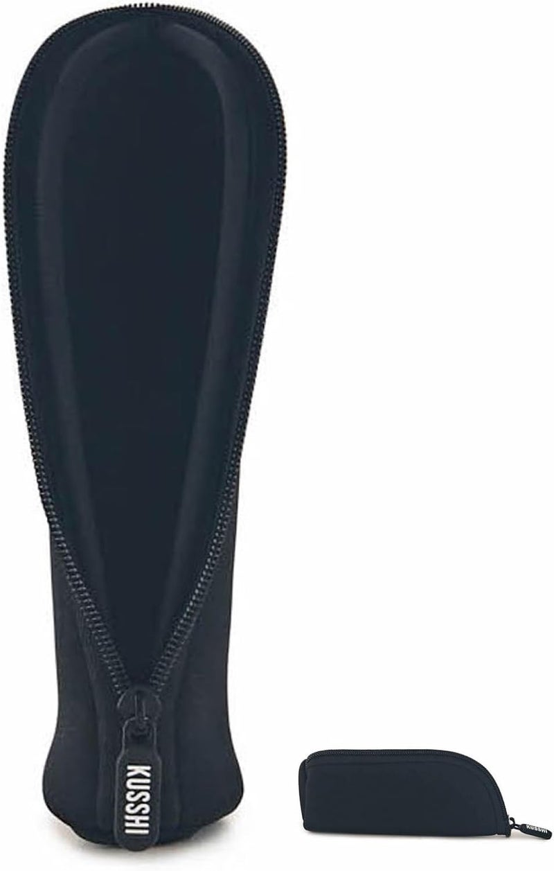 KUSSHI Neoprene Mini Makeup Pouch for Purse and Travel - Small Travel Pouch for Delicate Bottles and Beauty Items - For Foundations, Serums, Perfumes and More - Small Purse Pouch (Size M, Black)