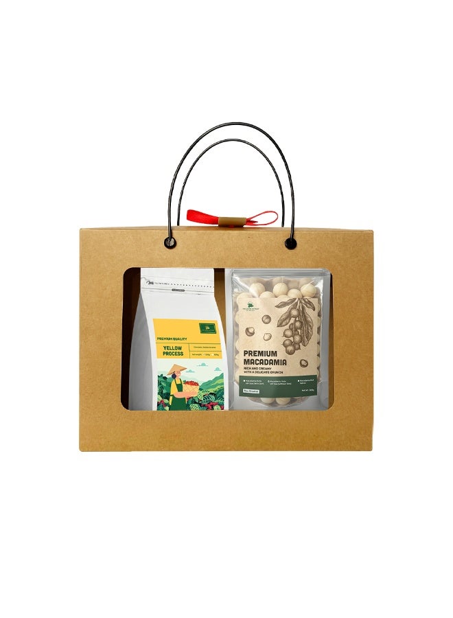 The Caphe Vietnam Combo Gift Set - Premium Quality Yellow Process Whole Bean 250g + Premium Macadamia Vip Size No Shell 500 g - Image 1