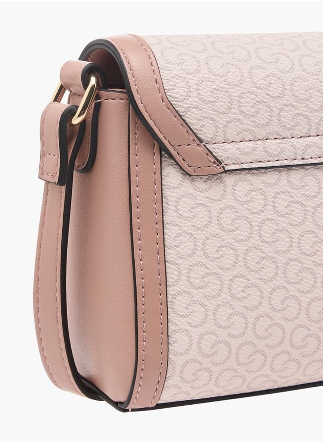 Celeste - Women Monogram Print Crossbody Bag with Flap Closure - Image 1