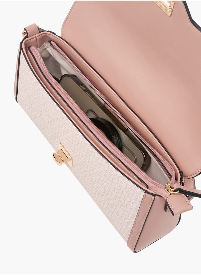 Celeste - Women Monogram Print Crossbody Bag with Flap Closure - Image 1