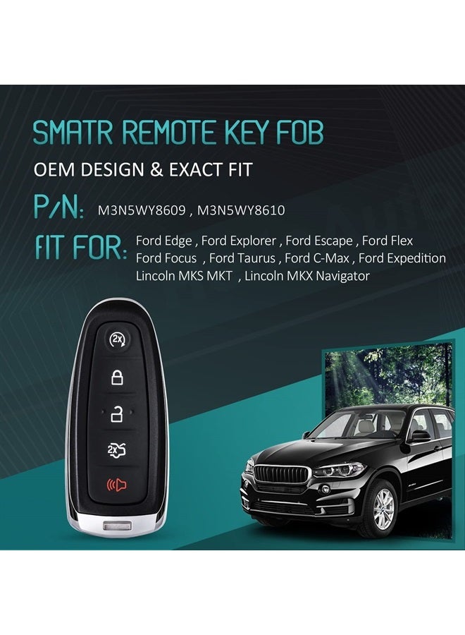 HelloAuto Compatible with Ford Explorer Escape Key Fob Replacement for Ford Flex Edge Focus Taurus Lincoln MKS MKT MKX Key Fob Shell Case Cover Keyless Entry Remote (Empty Shell) P/N: M3N5WY8609 - Image 2