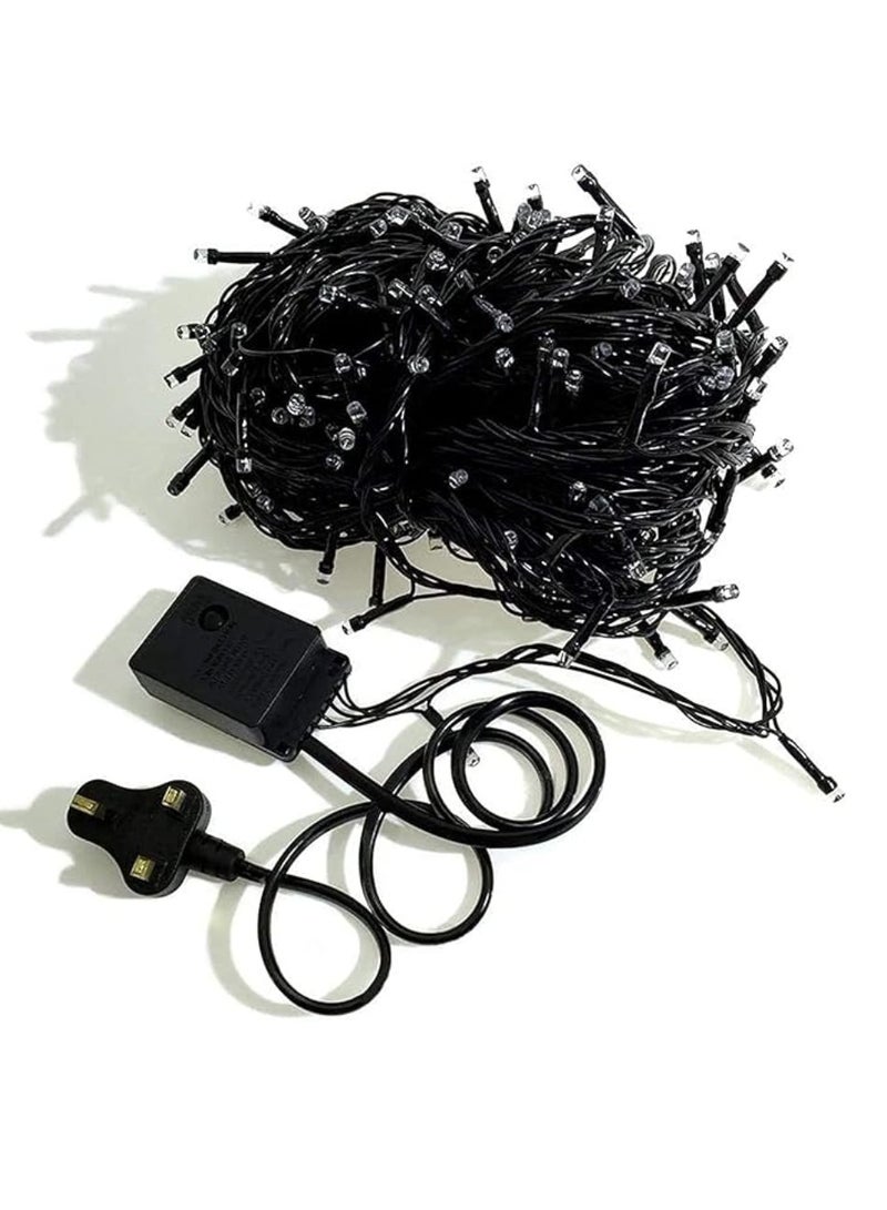 يوويل 16 متر 250 أضواء LED سلسلة أضواء الديكور الضوء الأبيض الدافئ 8 أوضاع LED سلك أسود للديكورات المنزلية أضواء رمضان ديكور داخلي وخارجي رمضان ديكور ضوء ديوالي أضواء الستار مع 3 دبوس المملكة المتحدة التوصيل - Image 3