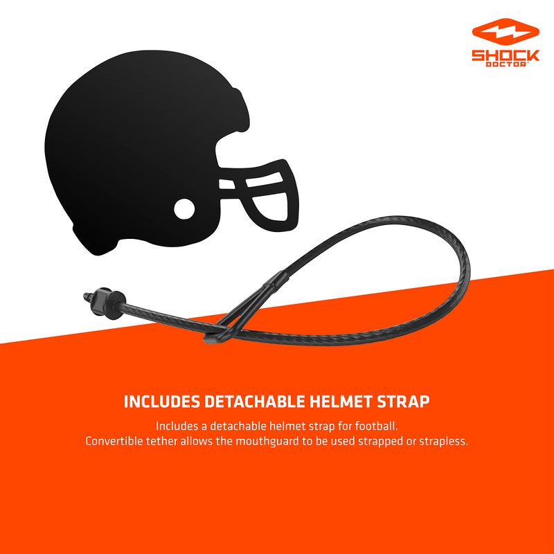 Shock Doctor Mouth Guard Sports, Hockey, Lacrosse, Baseball, Wrestling Moutguard, Gel Max Heavy Duty Protection & Custom Fit, Football Mouth Guard with Strap, Adult & Youth Mouthguard - Image 3