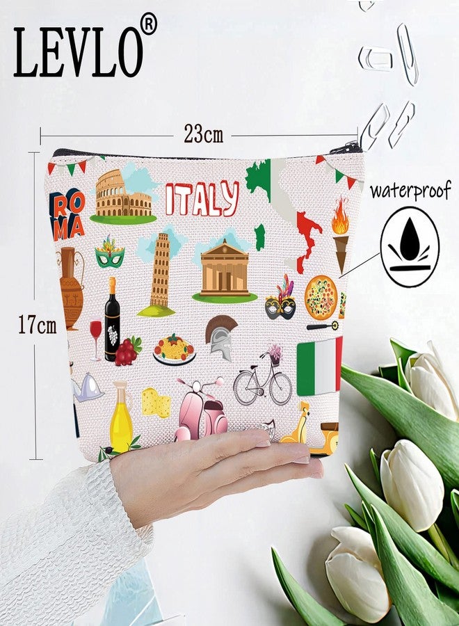 LEVLO Italy Travel Pouch Bag Rome Souvenir Gift Pisa Tower Colosseum Venice Carnival Zipper Pouch Bag Italy Trip Gift (Italy) - Image 2