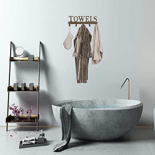 Kuhome Towel Hooks for Bathroom Over the Door Hooks Wall Mount Rack Holder, Heavy Duty Robe Hooks Hanger for Metal Sandblasted Organizer for Towel Clothes Bag Robe(Coffee) - Image 3