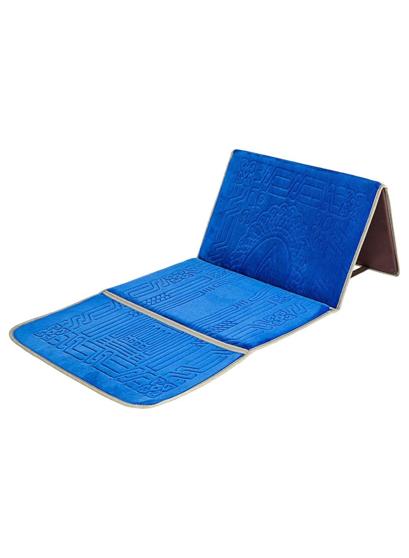 ريبنيو سجادة صلاة للمسلمين - سجادة صلاة إسلامية تدعم الظهر - مبطنة سميكة إسلام جانماز للنساء والرجال - سجادة سجادة ناعمة قابلة للطي للسفر - أزرق .سجادة صلاة مع مسند - Image 1