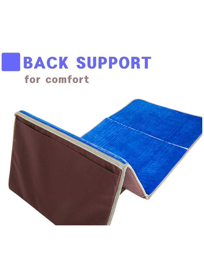 ريبنيو سجادة صلاة للمسلمين - سجادة صلاة إسلامية تدعم الظهر - مبطنة سميكة إسلام جانماز للنساء والرجال - سجادة سجادة ناعمة قابلة للطي للسفر - أزرق .سجادة صلاة مع مسند - Image 4