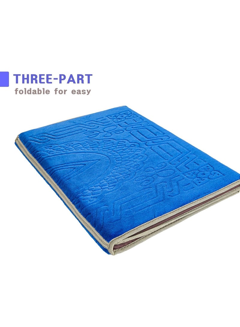 ريبنيو سجادة صلاة للمسلمين - سجادة صلاة إسلامية تدعم الظهر - مبطنة سميكة إسلام جانماز للنساء والرجال - سجادة سجادة ناعمة قابلة للطي للسفر - أزرق .سجادة صلاة مع مسند - Image 3