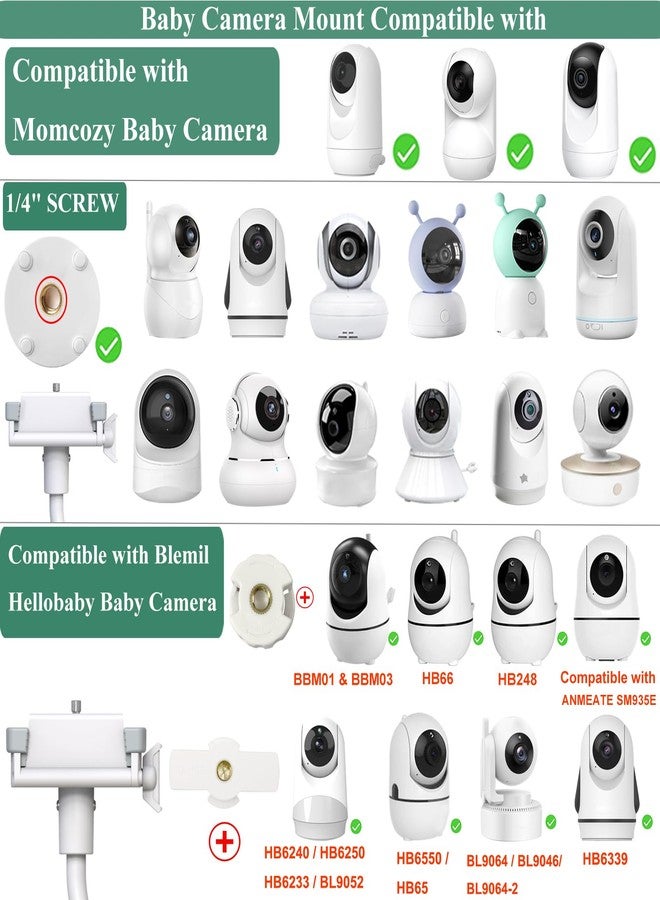 Derebir Baby Camera Monitor Mount Flexible Holder Stand Compatible with Momcozy,HelloBaby HB6550/HB65/HB66/HB6560/iFamily,Blemil,GoodBaby,OKAIDI,ANMEATE, Infant Optics Cameras and with 1/4" Baby Cameras Stand - Image 2