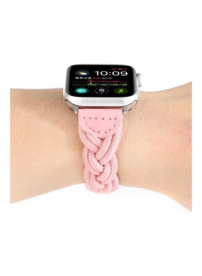 HuHa Elastic Woven Watchband For Apple Watch Series 1/2/3/4/5/6/7/SE 42-44-45mm Pink - Image 5