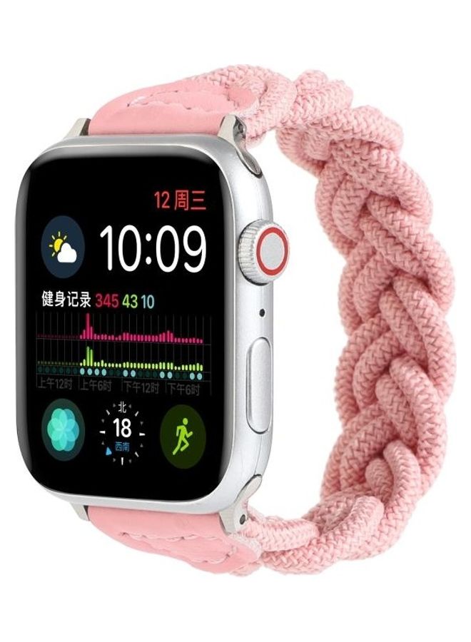 HuHa Elastic Woven Watchband For Apple Watch Series 1/2/3/4/5/6/7/SE 42-44-45mm Pink - Image 3