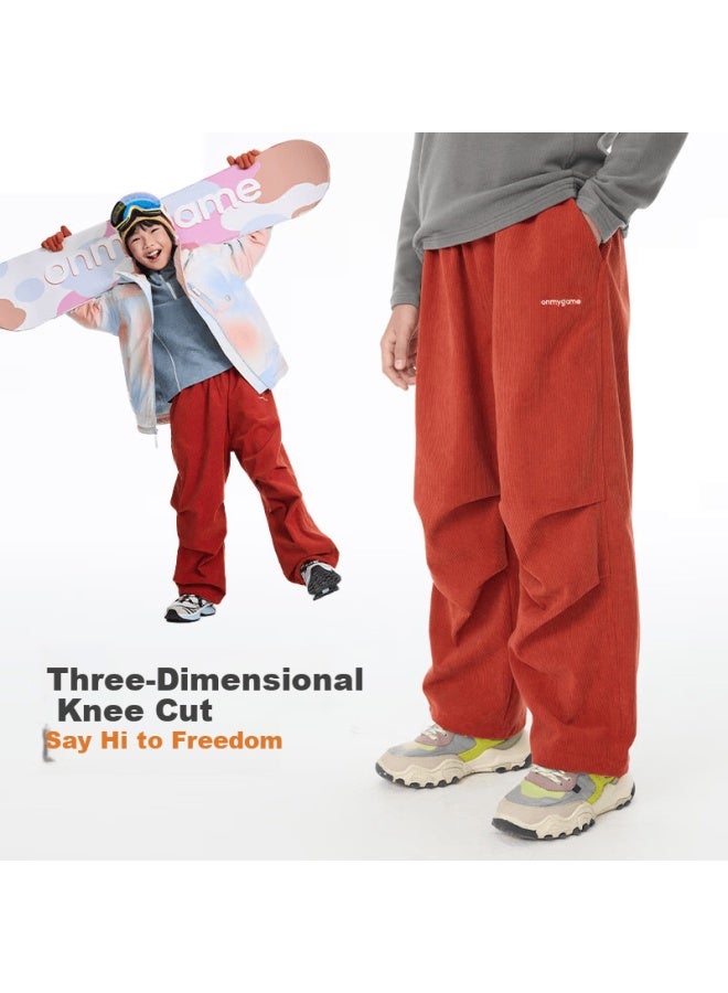 Onmygame Mountain Corduroy Boys' 3d Long Pants Autumn Winter New Dark Blue 130 - Image 2