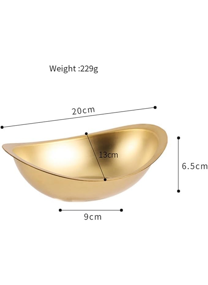 SAMUSAGYA SAMUSAGYA 1 Piece Stainless Steel Ingot Bowl MultiFunction Metal Soup Noodles Salad Kitchen Food Golden Korean Commercial Dessert Snack Cuisine Tableware  - Image 2