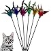 CATENESS Cat Wand Toy Feather Stick Cat Toys 6 Pieces Interactive Cat Toy Feathers Wand for Indoor Cats A - Image 3
