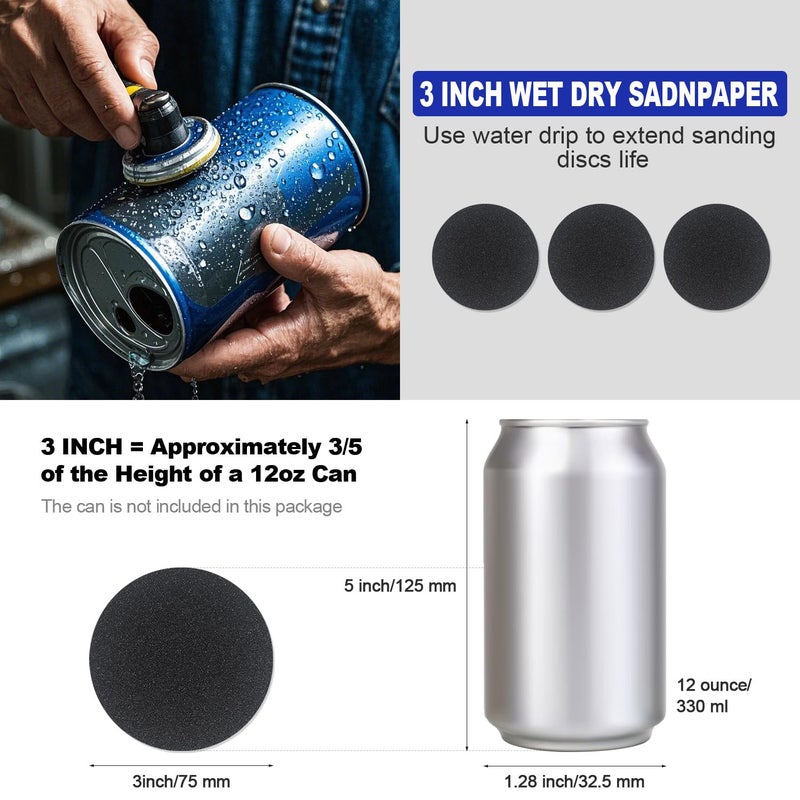 Pomsare 133 PCS Sanding Disc Drill Polishing Kit Sanding Attachment, 3 Inch Wet Dry Headlight Restoration Kit, Hook and Loop Sandpaper Buffing Pads with Rotary Tools for Car Wood Metal Glass Resin Expoxy - Image 4