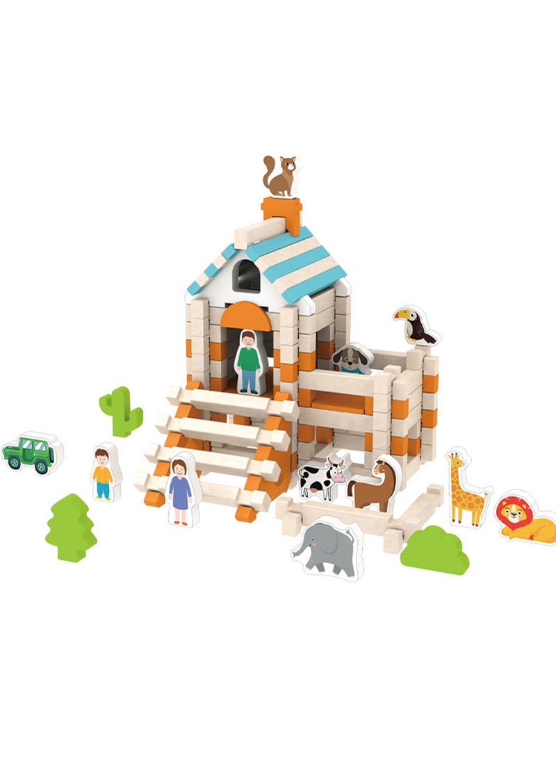 Children's Building Blocks Mortise And Tenon Structure Assembly Little Architect Large Particle Assembly Building BBlock Hut Toy 