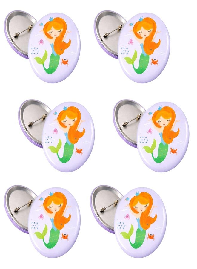 AMYCAUR Mermaid Theme Pin Badge Brooch For Kids Cute Cartoon Safety Pin Badge For School, Backpack, T-Shirts & Return Gifts School Giveway Item Kanjak Gift - 58mm (6 Pcs) - Image 1