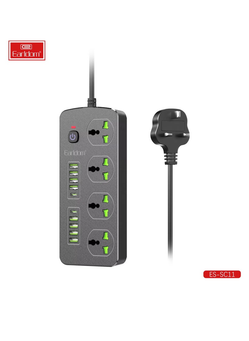 Earldom EU Plug 3000W Extension Socket with Surge Protection, Power Strip with Quick Charge USB Ports, Tablet & Phone Adapter – Heavy Duty, Safe, Efficient Power Supply for Home & Office Use  - Image 2