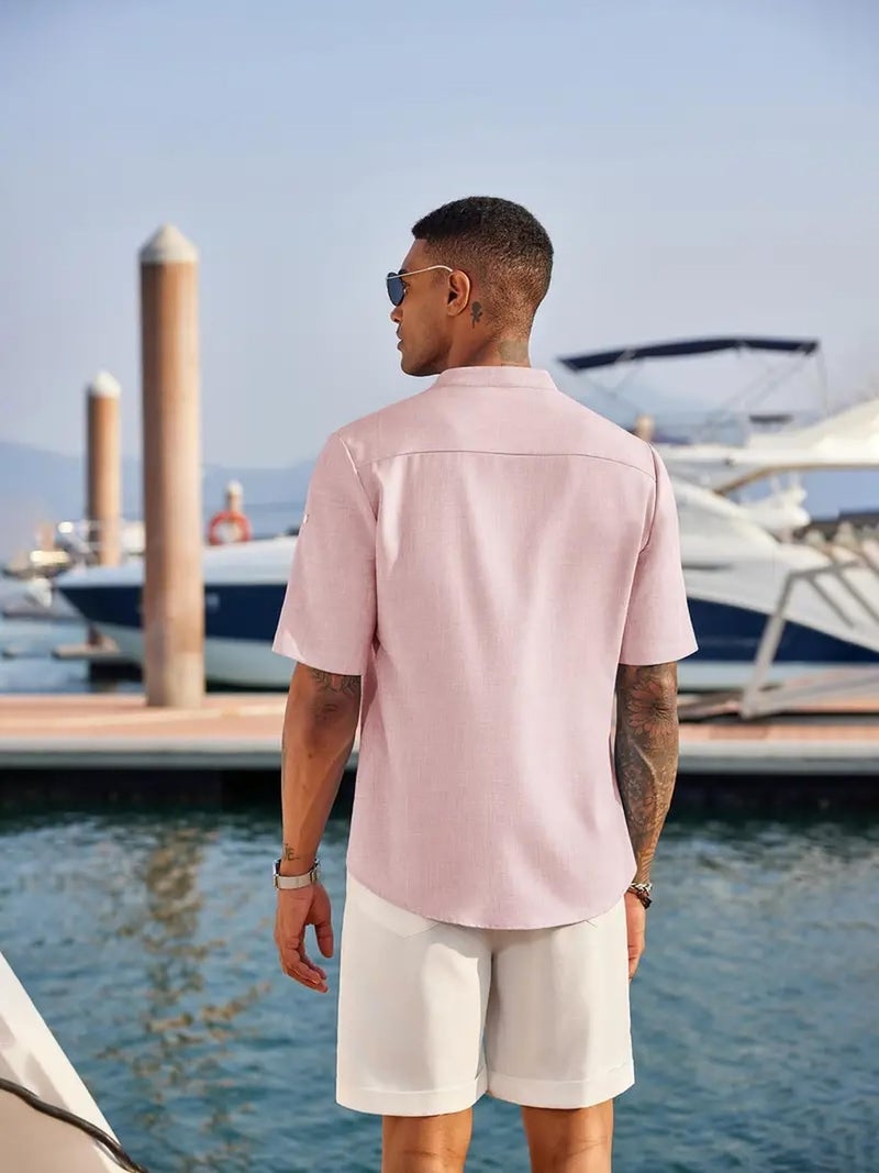 Lymio Regular Fit Shirt for Men|| Men Stylish Shirt (Short-Kurta-03-04-Chiku-Pink-2XL) - Image 3